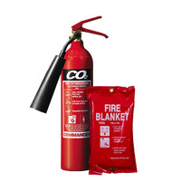 2kg CO2 Fire Extinguisher + 1m x 1m Fire Blanket