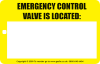 Emergency Control Valve Location Tag