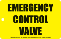 Emergency Control Valve Tag