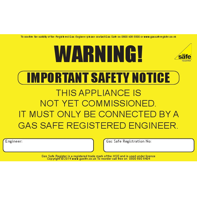 Uncommissioned Appliance Labels
