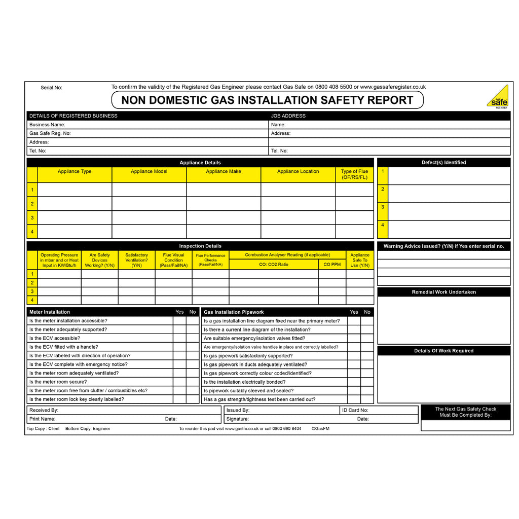 Non Domestic Gas Installation Safety Report