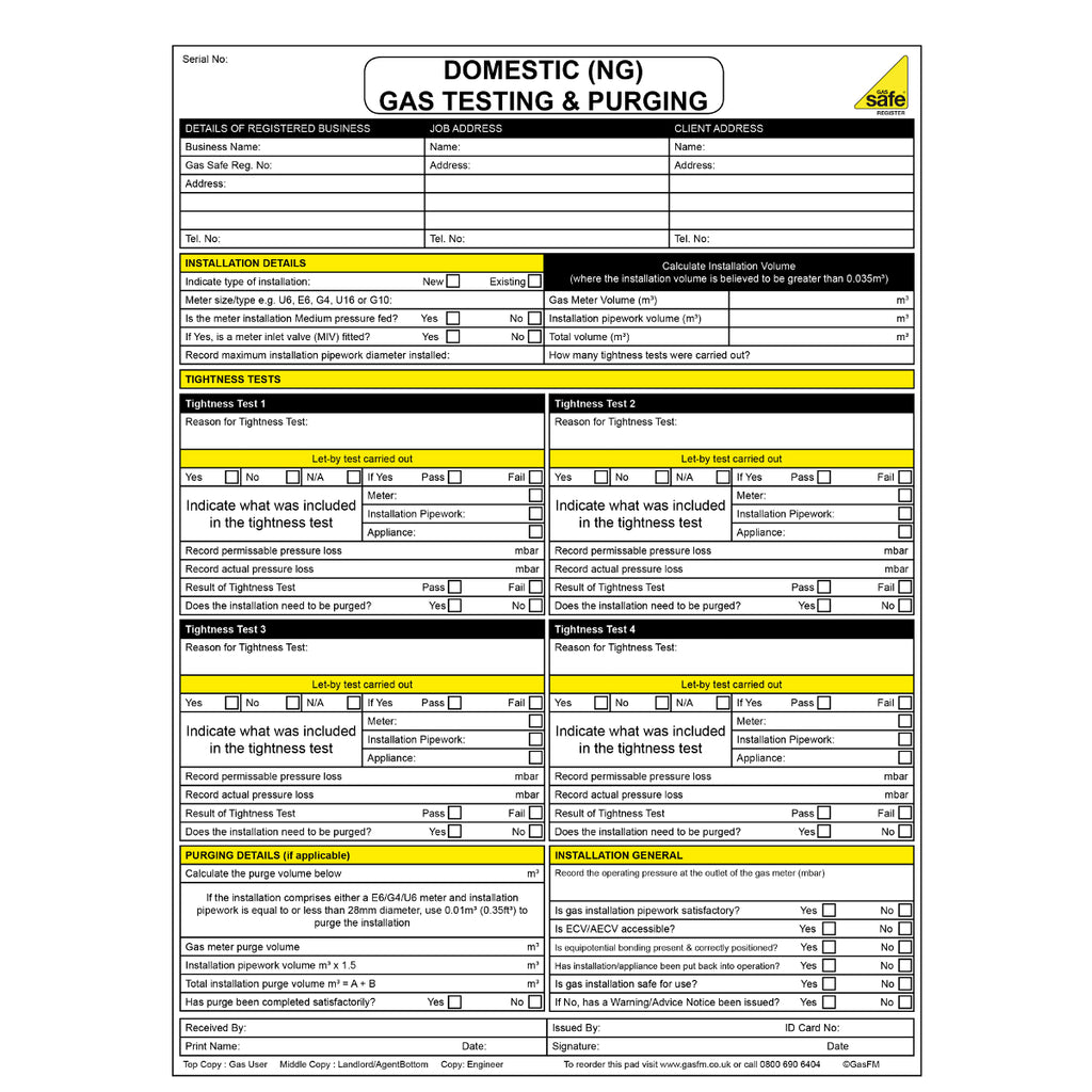Domestic (NG) Gas Testing And Purging Pad
