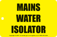 Mains Water Isolator Tag